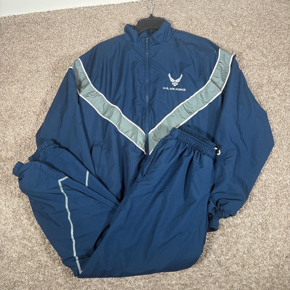 US Air Force PTU Tracksuit Set Navy Blue Reflective Windbreaker Pants Small Reg